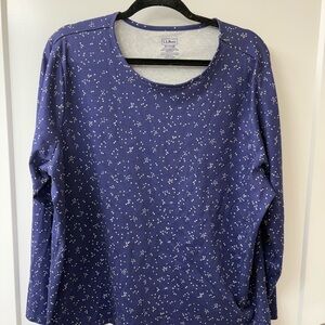 L.L. Bean Women’s Blue Polka Dot Printed Long Sleeve Top SZ 3X
